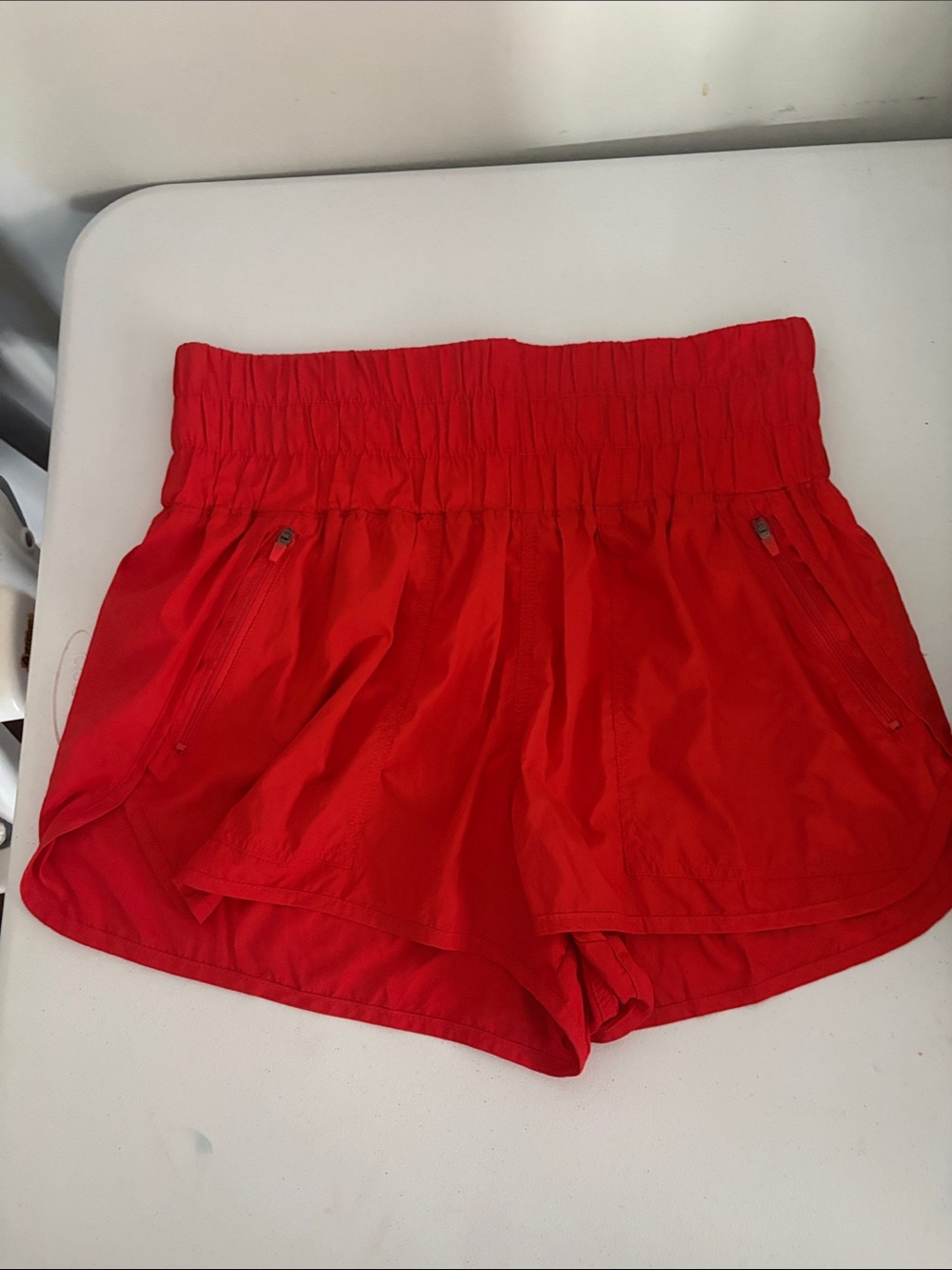 Free People Red Athletic Shorts with Zip Pockets